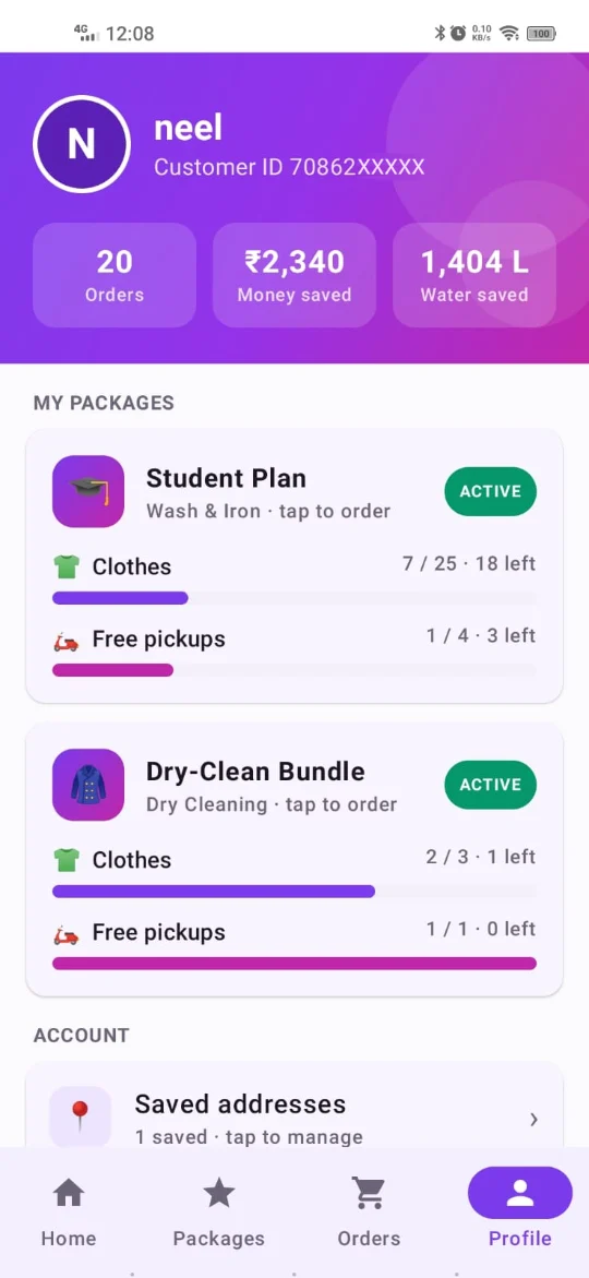 Varivo app: Your Varivo profile